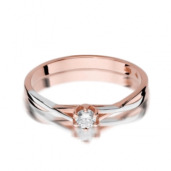 Pierścionek z różowego złota z brylantem 0.12ct BD340/R