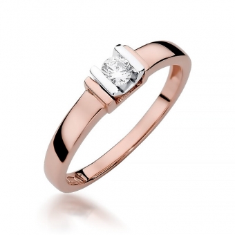 Pierścionek z różowego złota z brylantem 0.10ct BD343/R