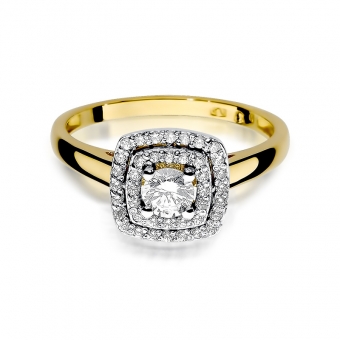 Złoty pierścionek zaręczynowy z brylantami 0.50ct BD345