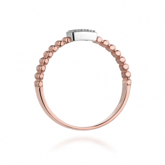 Pierścionek z różowego złota z brylantami 0.08ct BD353/R