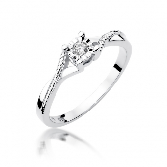 Pierścionek zaręczynowy z białego złota z brylantem 0.08ct BD361/W