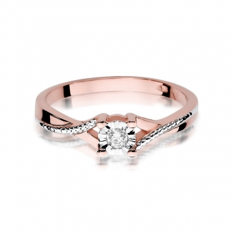 Pierścionek z różowego złota z brylantem 0.08ct BD361/R
