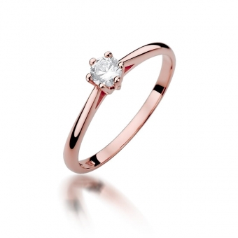 Pierścionek z różowego złota z brylantem 0.15ct BD365/R