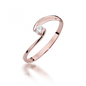 Pierścionek z różowego złota z brylantem 0.09ct BD366/R