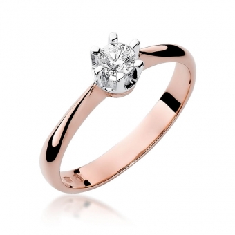 Pierścionek z różowego złota z brylantem 0.23ct BD36/23/R