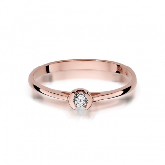 Pierścionek z różowego złota z brylantem 0.09ct BD370/R
