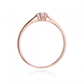 Pierścionek z różowego złota z brylantem 0.09ct BD370/R