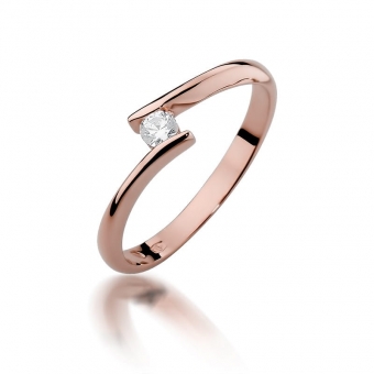 Pierścionek z różowego złota z brylantem 0.09ct BD371/R