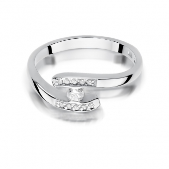 Pierścionek zaręczynowy z białego złota z brylantami 0.19ct BD372/W