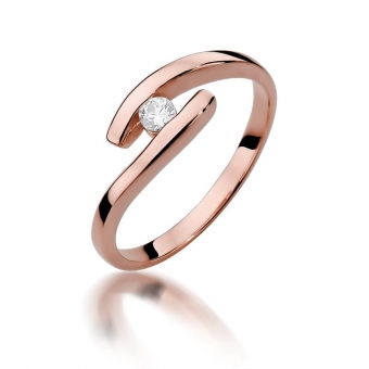 Pierścionek z różowego złota z brylantem 0.09ct BD373/R