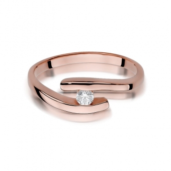 Pierścionek z różowego złota z brylantem 0.09ct BD373/R