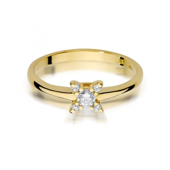 Złoty pierścionek zaręczynowy z brylantami 0.19ct BD376