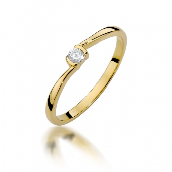 Złoty pierścionek zaręczynowy z brylantem 0.09ct BD380