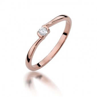 Pierścionek z różowego złota z brylantem 0.09ct BD380/R