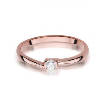 Pierścionek z różowego złota z brylantem 0.09ct BD380/R