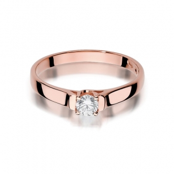 Pierścionek z różowego złota z brylantem 0.18ct BD381/R