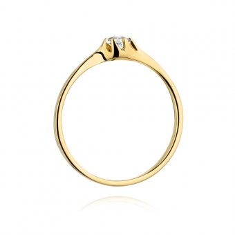 Złoty pierścionek zaręczynowy z brylantem 0.09ct BD383