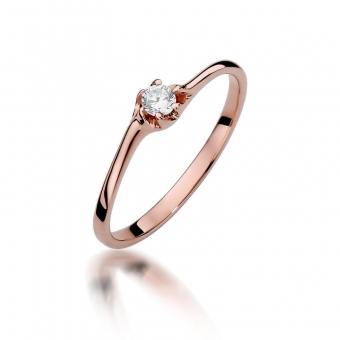 Pierścionek z różowego złota z brylantem 0.09ct BD383/R