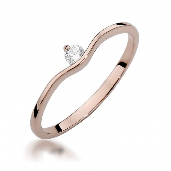 Pierścionek z różowego złota z brylantem 0.09ct BD385/R