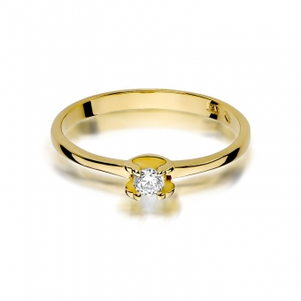 Złoty pierścionek zaręczynowy z brylantem 0.09ct BD386