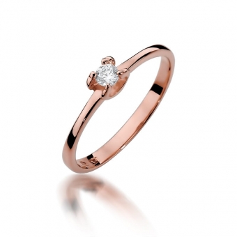 Pierścionek z różowego złota z brylantem 0.09ct BD386/R