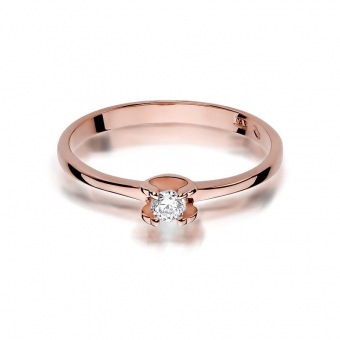 Pierścionek z różowego złota z brylantem 0.09ct BD386/R