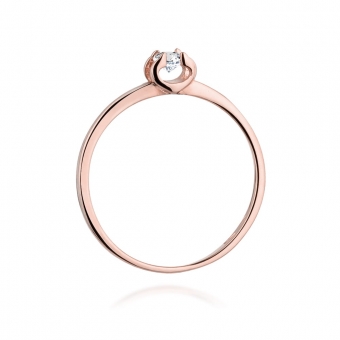 Pierścionek z różowego złota z brylantem 0.09ct BD386/R