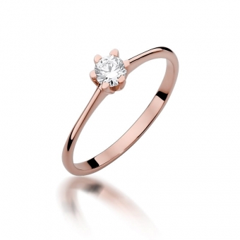 Pierścionek z różowego złota z brylantem 0.23ct BD387/R
