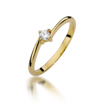 Złoty pierścionek zaręczynowy z brylantem 0.09ct BD395