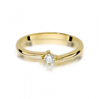 Złoty pierścionek zaręczynowy z brylantem 0.09ct BD395