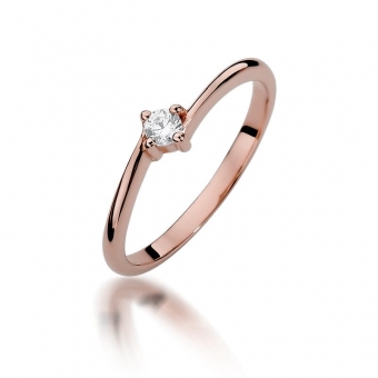 Pierścionek z różowego złota z brylantem 0.09ct BD395/R