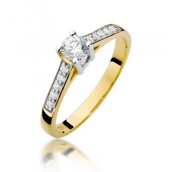 Złoty pierścionek zaręczynowy z brylantami 0.42ct BD398