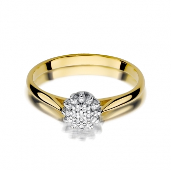 Złoty pierścionek zaręczynowy z brylantami 0.10ct BD401