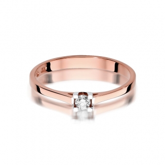 Pierścionek z różowego złota z brylantem 0.09ct BD407/R