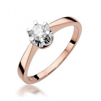 Pierścionek z różowego złota z brylantem 0.25ct BD408/R