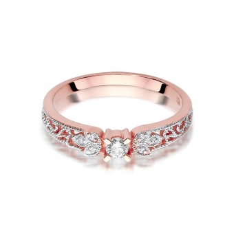Pierścionek z różowego złota z brylantami 0.13ct BD411/R