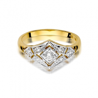 Złoty pierścionek zaręczynowy z brylantami 0.19ct BD412