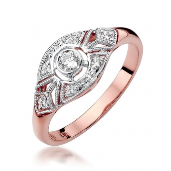 Pierścionek z różowego złota z brylantami 0.19ct BD413/R