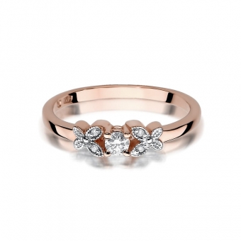 Pierścionek z różowego złota z brylantami 0.12ct BD414/R