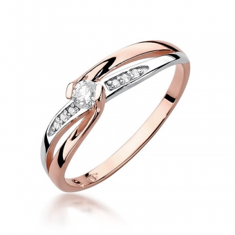 Pierścionek z różowego złota z brylantami 0.13ct BD415/R