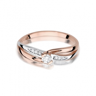 Pierścionek z różowego złota z brylantami 0.13ct BD415/R