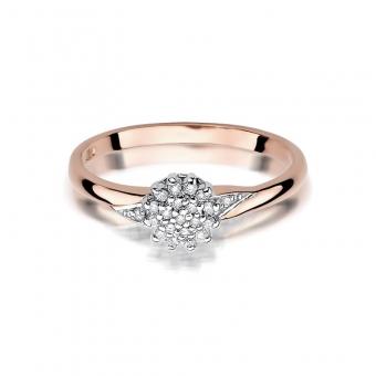 Pierścionek z różowego złota z brylantami 0.11ct BD419/R