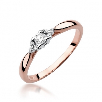 Pierścionek z różowego złota z brylantami 0.13ct BD428/R