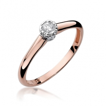 Pierścionek z różowego złota z brylantem 0.13ct BD42/R