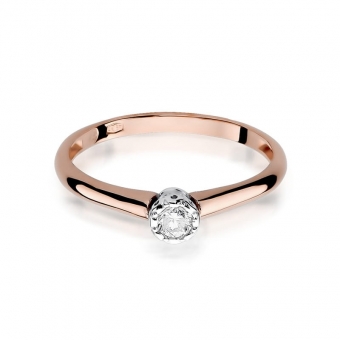 Pierścionek z różowego złota z brylantem 0.13ct BD42/R