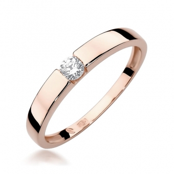 Pierścionek z różowego złota z brylantem 0.12ct BD432/R