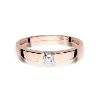 Pierścionek z różowego złota z brylantem 0.12ct BD432/R