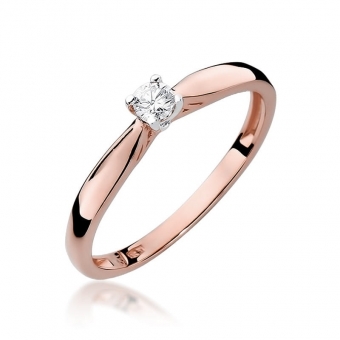 Pierścionek z różowego złota z brylantem 0.10ct BD45/R