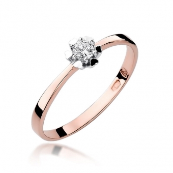 Pierścionek z różowego złota z brylantem 0.10ct BD53/R