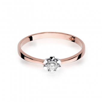 Pierścionek z różowego złota z brylantem 0.10ct BD53/R